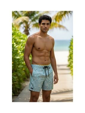 Vast African Stone swim trunks, NWT, 36, Light Blue